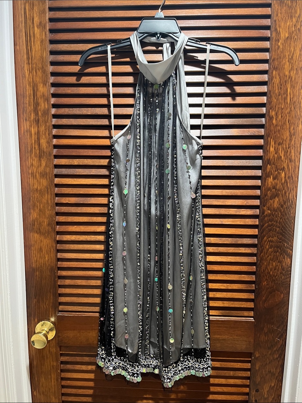 Gray Embellished Halter Dress